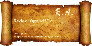 Reder Agenór névjegykártya
